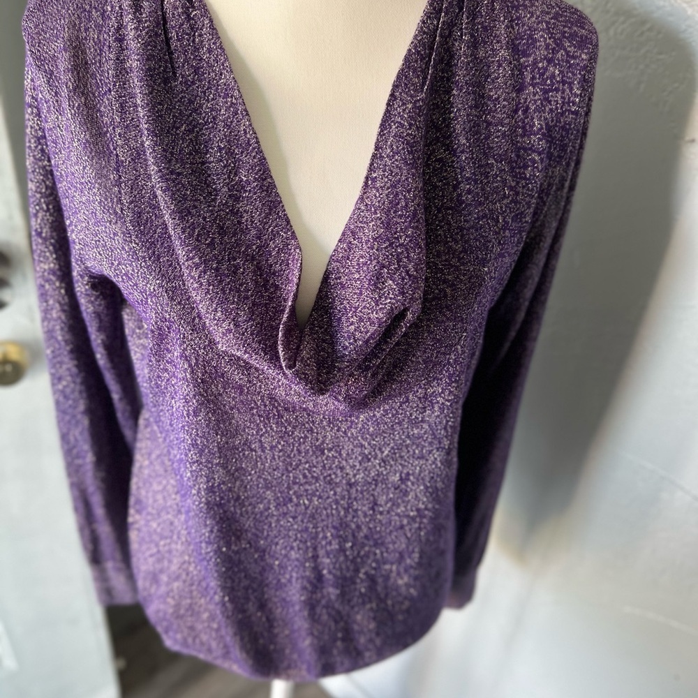 Dana Buchman Purple Blouse with Cozy Knit Texture - Picture 3 of 5